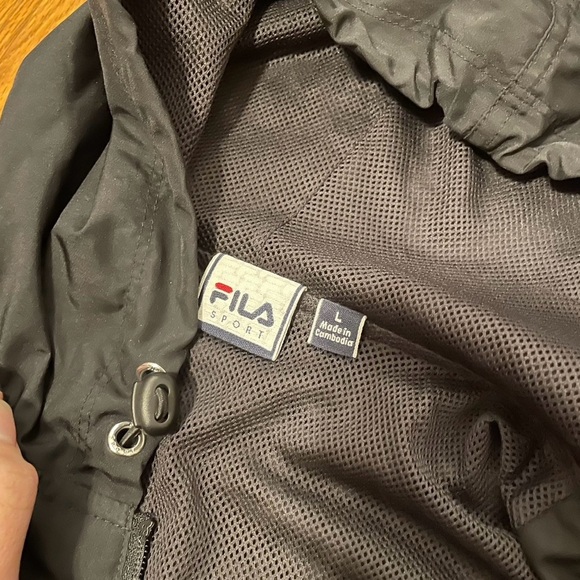 Fila Sport Windbreaker Jacket Black Large - Picture 2 of 5